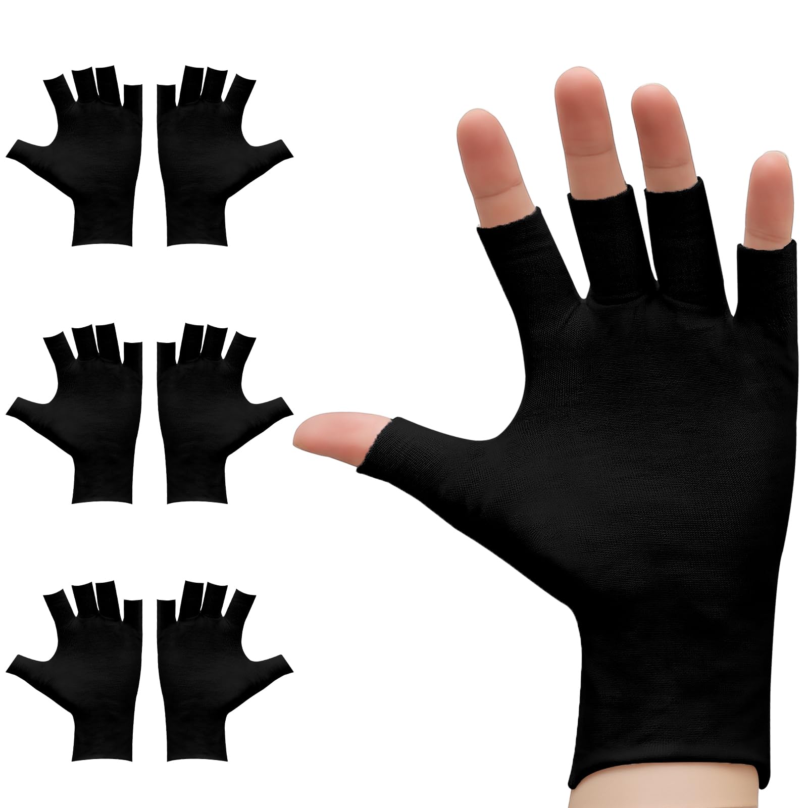 Clofiak guantes sin dedos negro, embalaje de 3 pares, ideal para uso diario