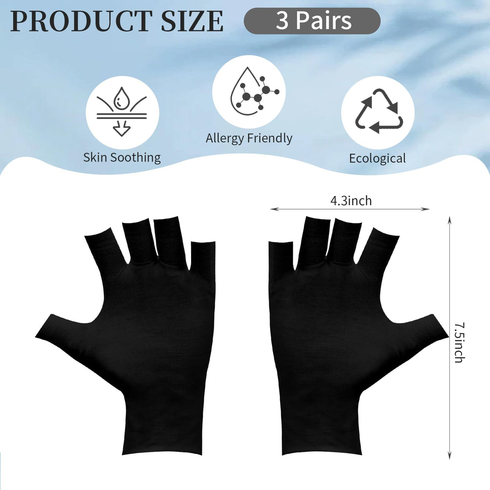 Clofiak guantes sin dedos negro, uso diurno, comodidad suave para piel sensible