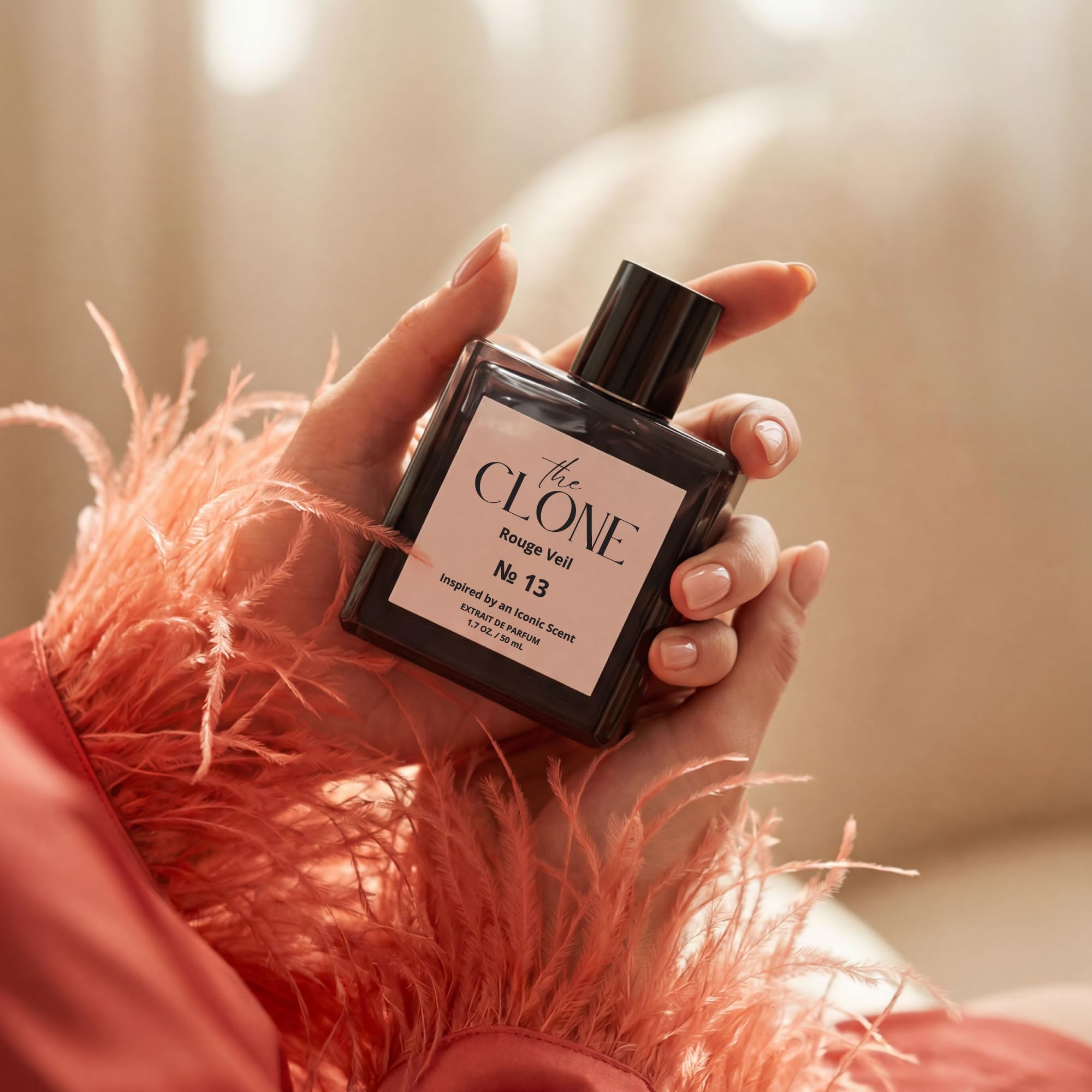 Clone Rouge Veil 13 label detail highlights vegan, paraben-free formula.