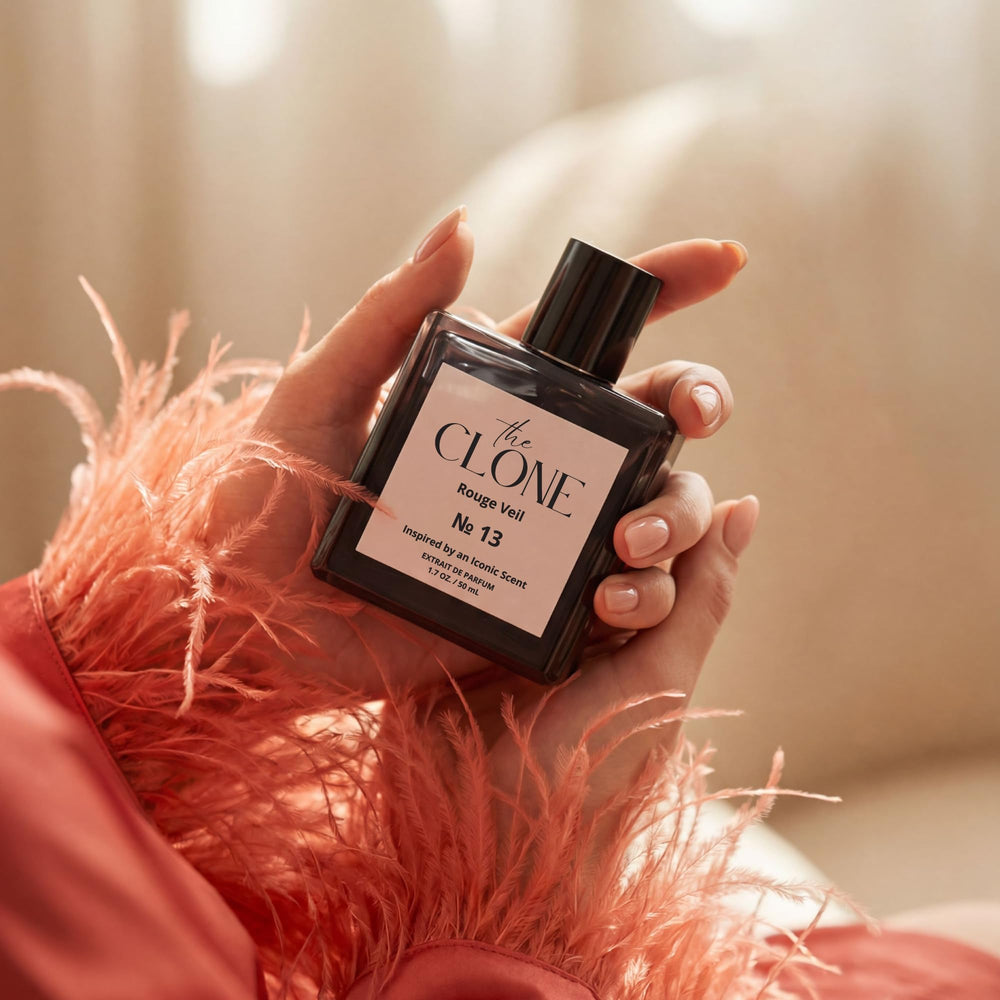 Clone Rouge Veil 13 label detail highlights vegan, paraben-free formula.