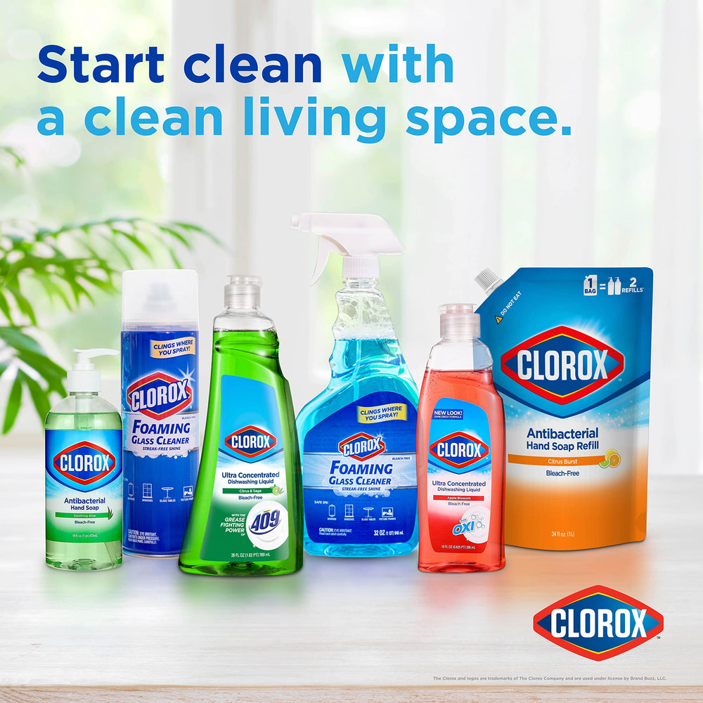 Clorox strawberry label on bottle highlights fragrance and use.