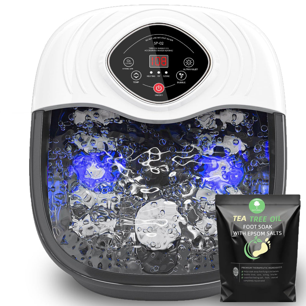 Closewave foot spa bubbles show a soothing massage for tired feet after a long day.