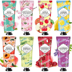 CLOTHES OF SKIN eight-pack hand cream varieties on display for dry hands care