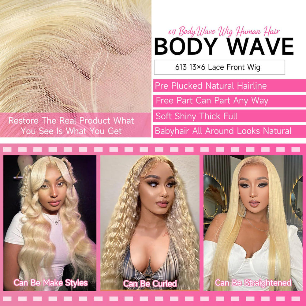 Cloudeer 613 lace front wig 13x6 lace frontal wig bleached knots for seamless part