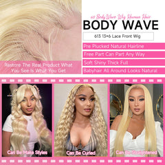 Cloudeer 613 lace front wig 13x6 lace frontal wig bleached knots for seamless part