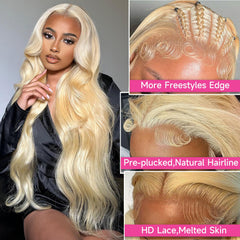 Cloudeer 613 lace front wig hairline close-up highlights natural pre-plucked look