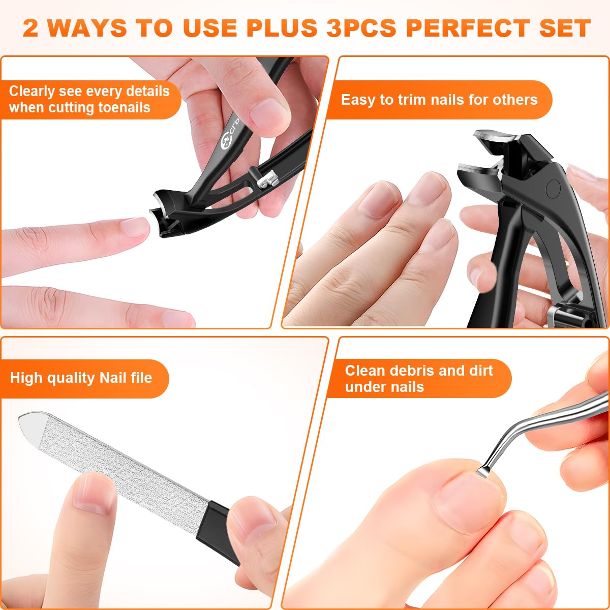 CLPPNA complete toenail care kit includes file and ingrown lifter for convenience