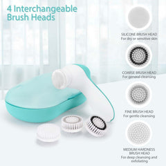 CLSEVXY four brush heads including silicone for versatile facial care routines.