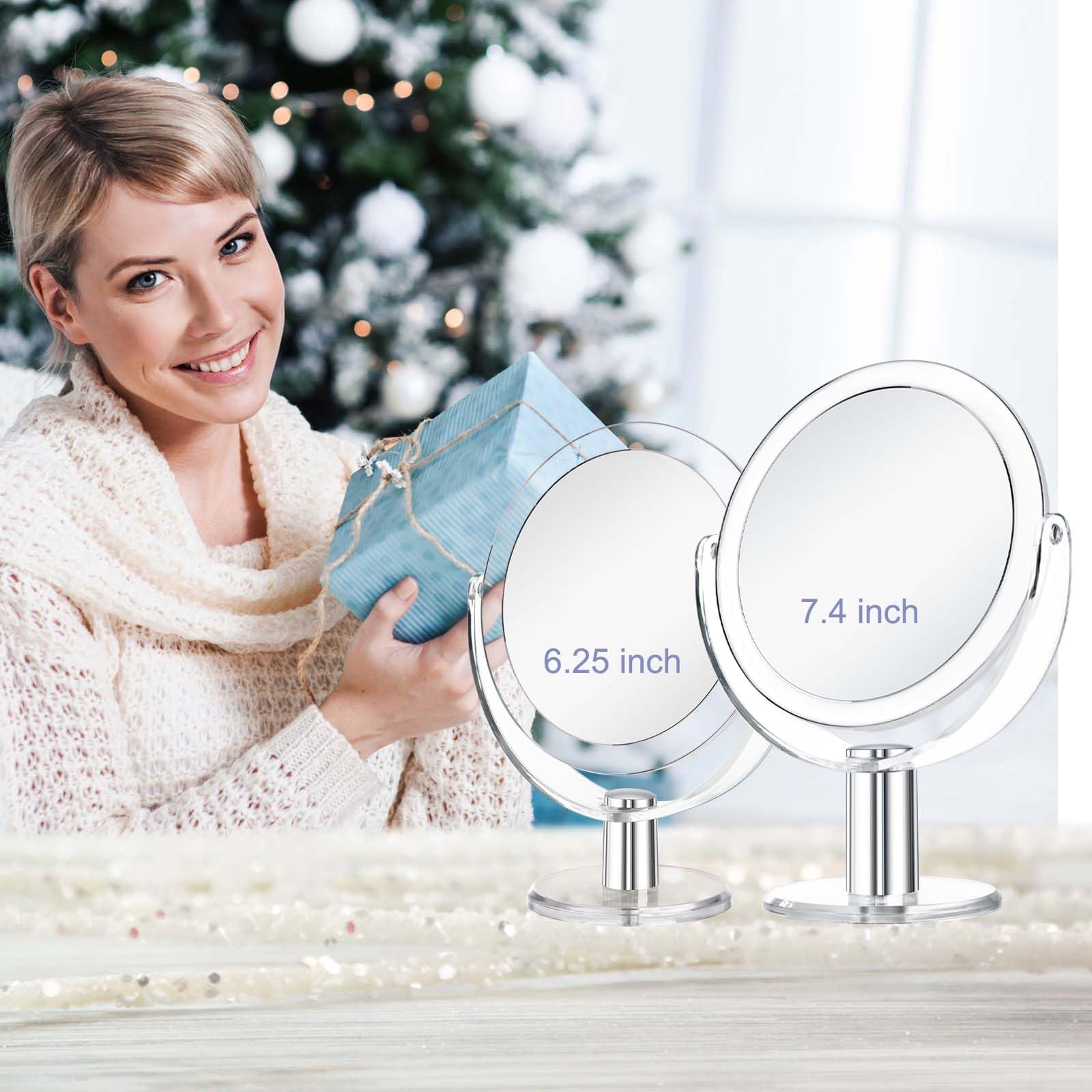 CLSEVXY unlit double-sided mirror offers clear, distraction-free viewing.