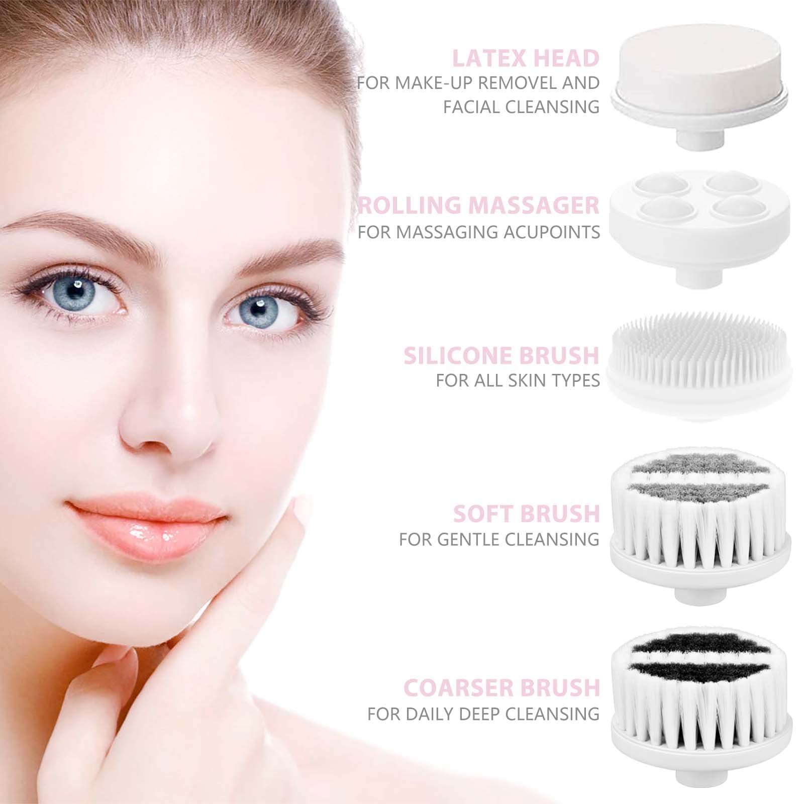 CLSEVXY dual-bristle heads provide gentle exfoliation for delicate skin