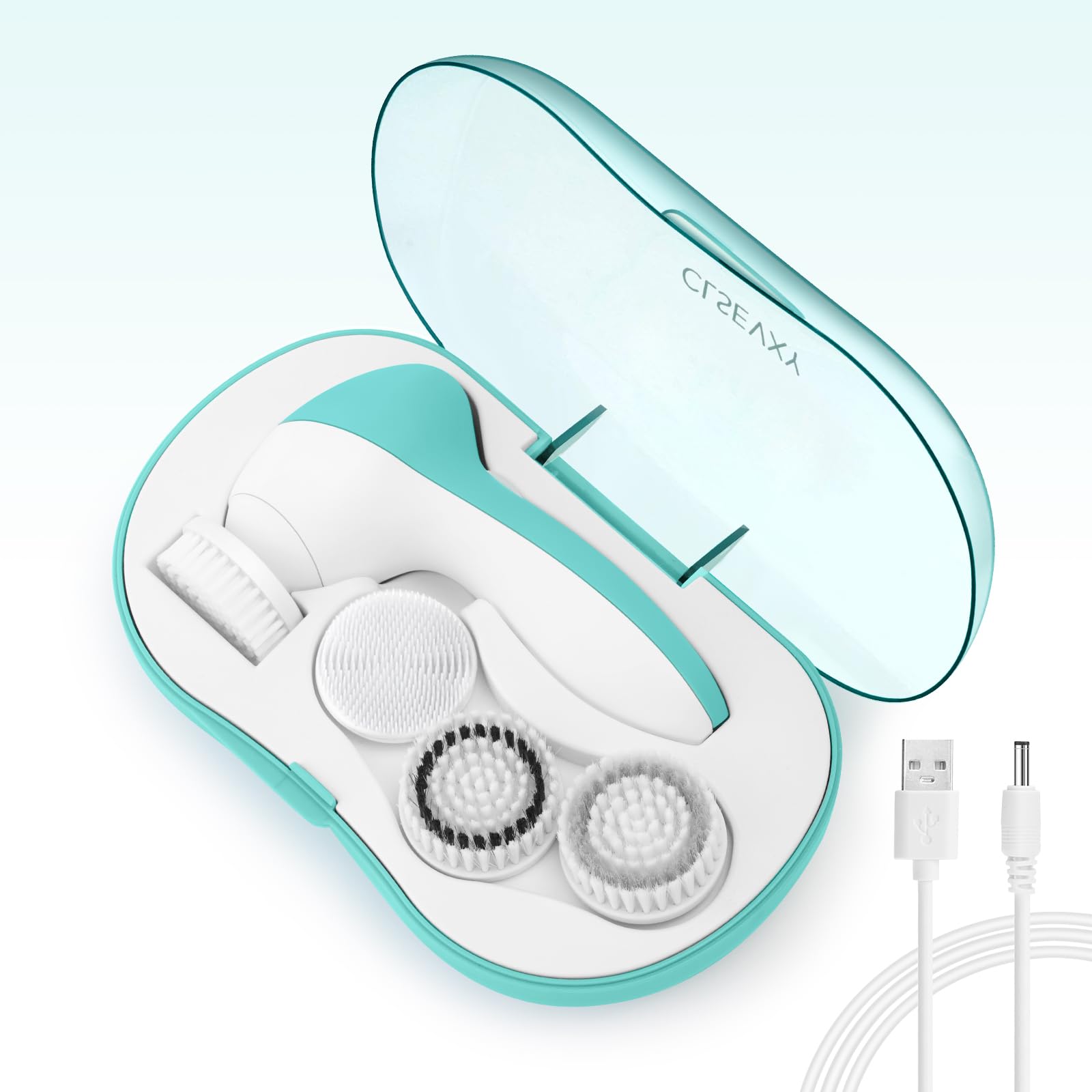 CLSEVXY rechargeable face cleansing spin brush set for deep pore cleansing and refreshed skin.