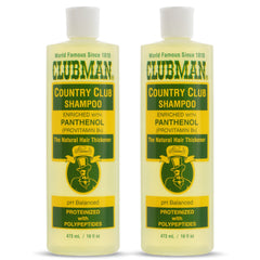 Clubman Country Club Shampoo, botella con pH balanceado para limpieza suave.