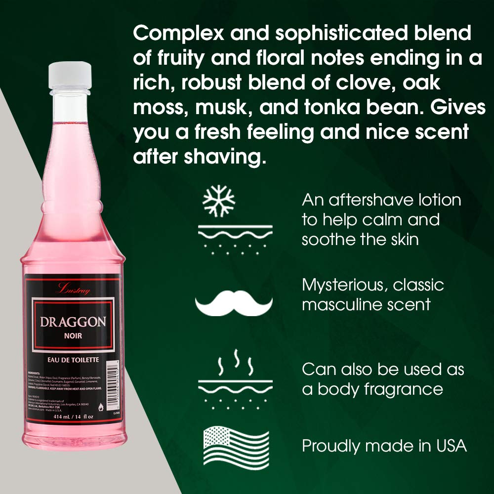 Clubman Lustray Draggon Noir barbershop ritual display for timeless grooming
