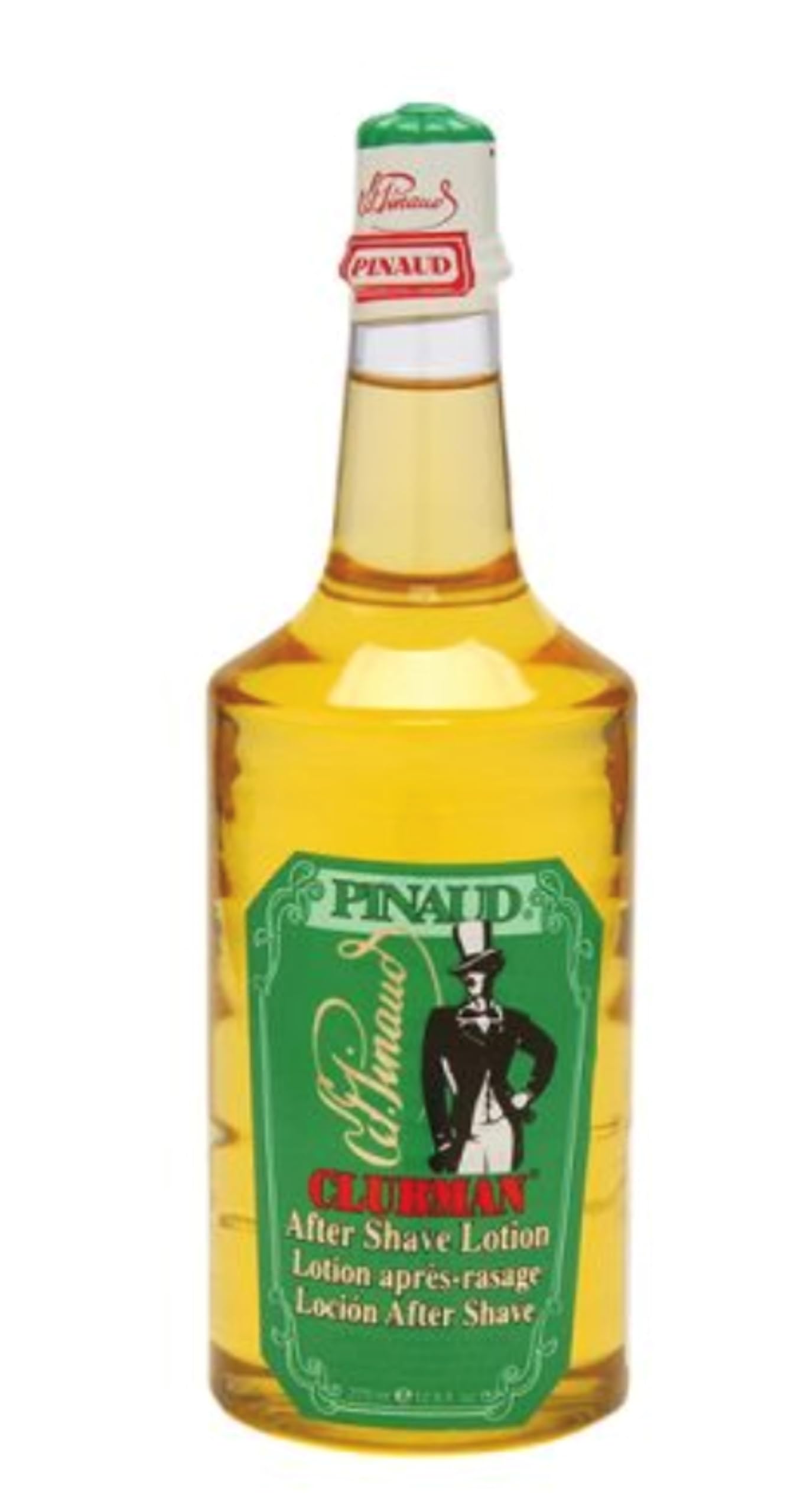 Clubman Pinaud after shave lotion bottle closeup shows classic barbershop scent