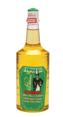 Clubman Pinaud after shave lotion bottle closeup shows classic barbershop scent