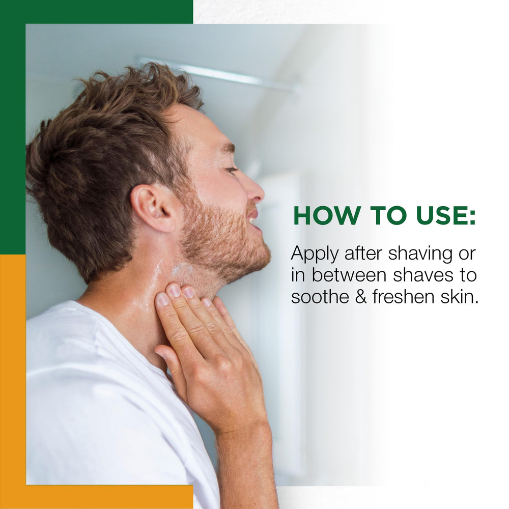 Clubman Pinaud After Shave Lotion splash demonstrates cooling, refreshing tingle after shaving.