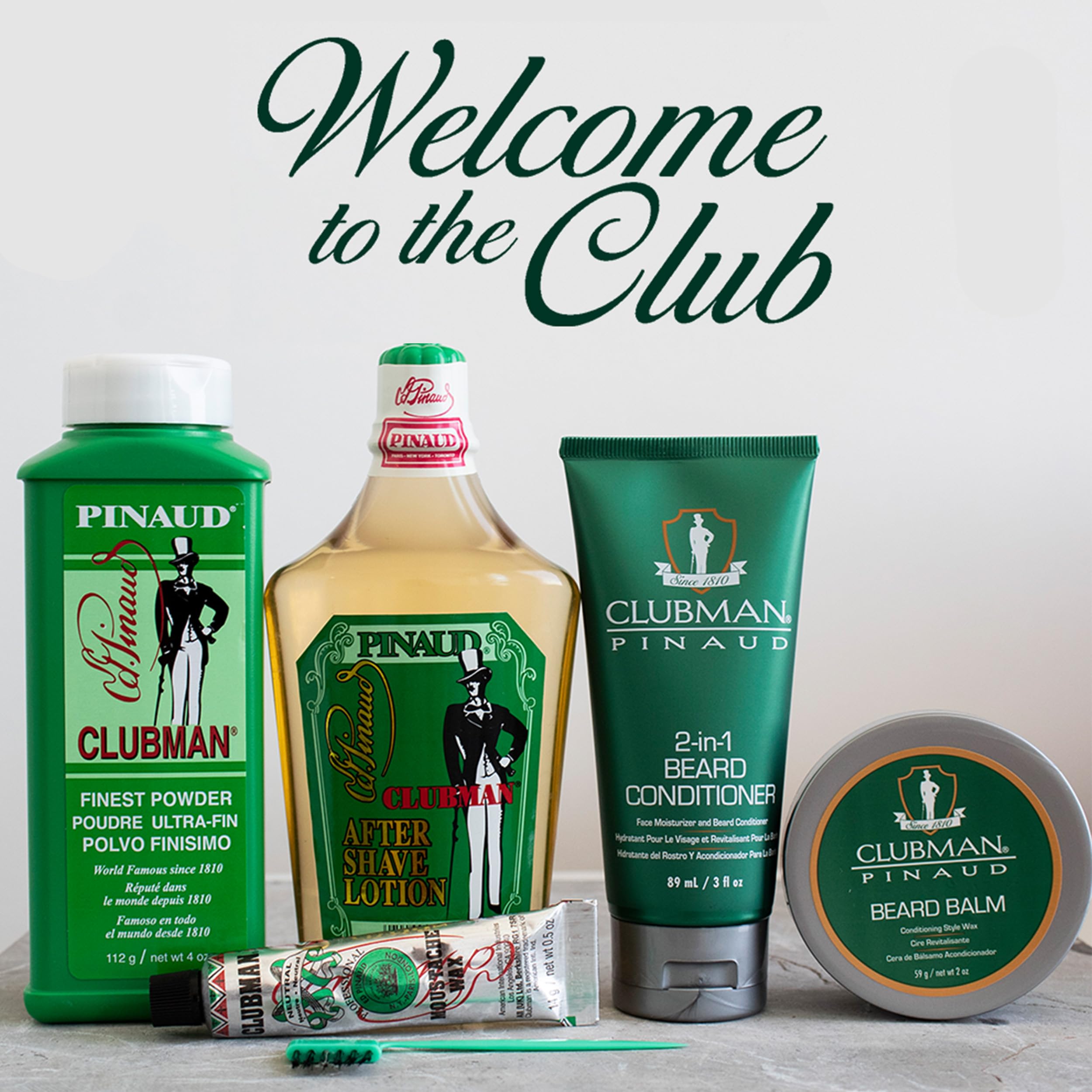 Clubman Pinaud After Shave Lotion packaging emphasizes USA-made, cruelty-free credentials.