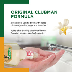 Clubman Pinaud Classic Vanilla bottle with precise, controlled dispensing.