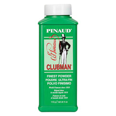 Clubman Pinaud Finísimo Polvo en bote blanco para uso diario y calma la piel.