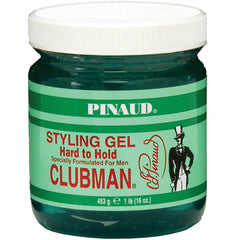 Clubman Pinaud Hair Styling Gel bottle pour for easy application and alcohol-free hold.