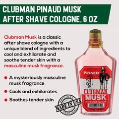 Clubman Pinaud Musk cap close-up for quick post-shave refresh.