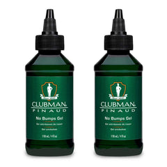 Clubman Pinaud No Bumps Gel bottle front showing two-pack for sensitive skin comfort