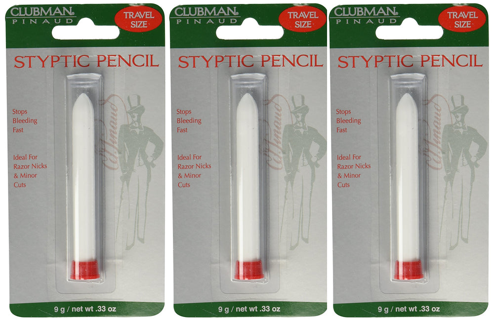 Clubman Pinaud Styptic Pencil travel-size front view for on-the-go grooming.