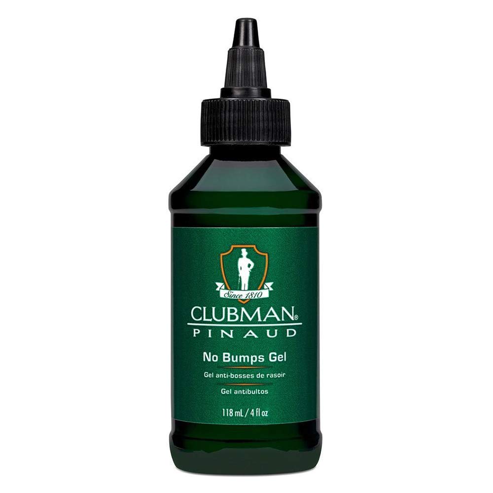 Clubman Razor Bumps Stopper Gel bottle pour for smooth post-shave experience.