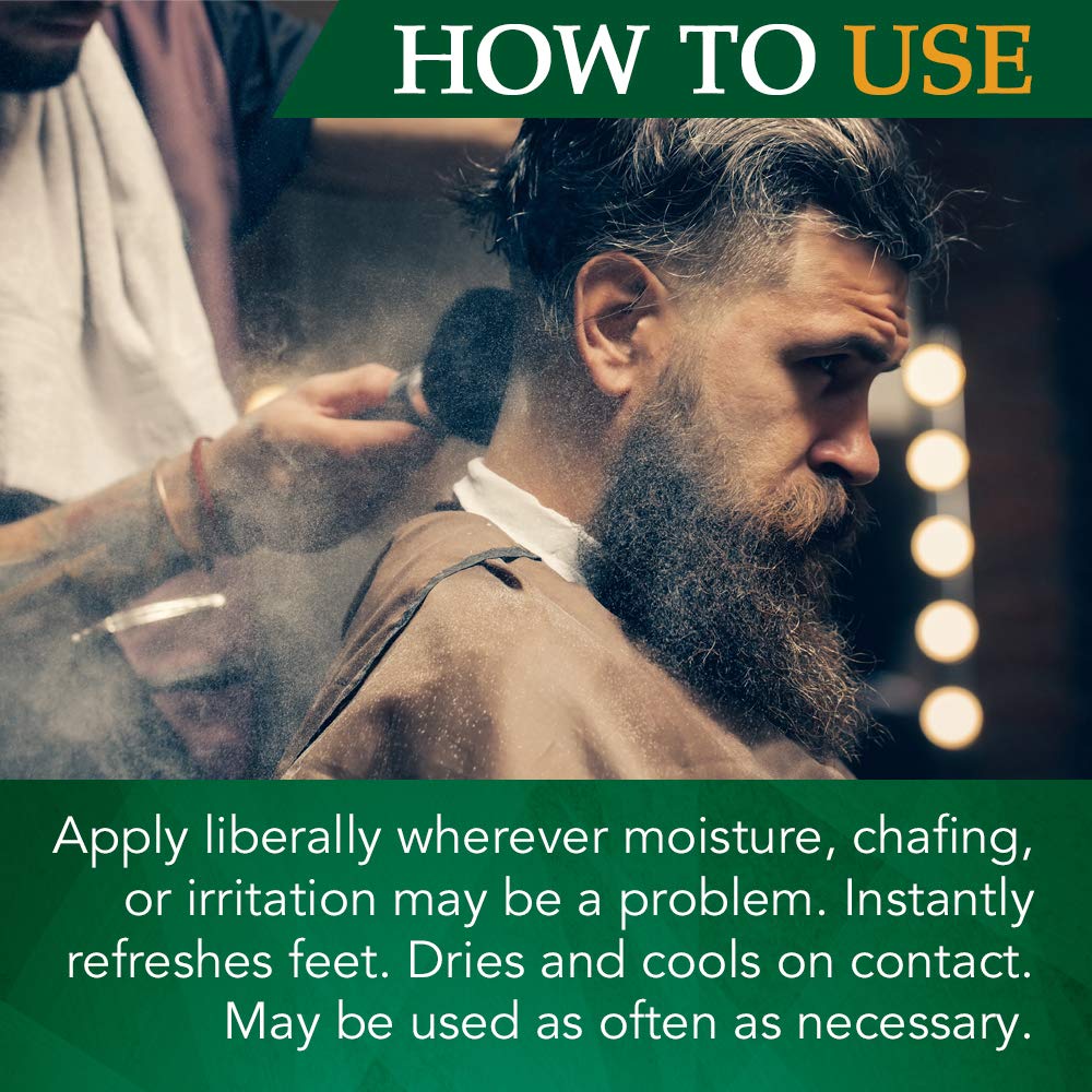 Clubman Reserve Whiskey Woods after-shave powder on skin after grooming.