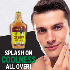 Clubman Special Reserve after-shave application — refreshing cooling after shower.
