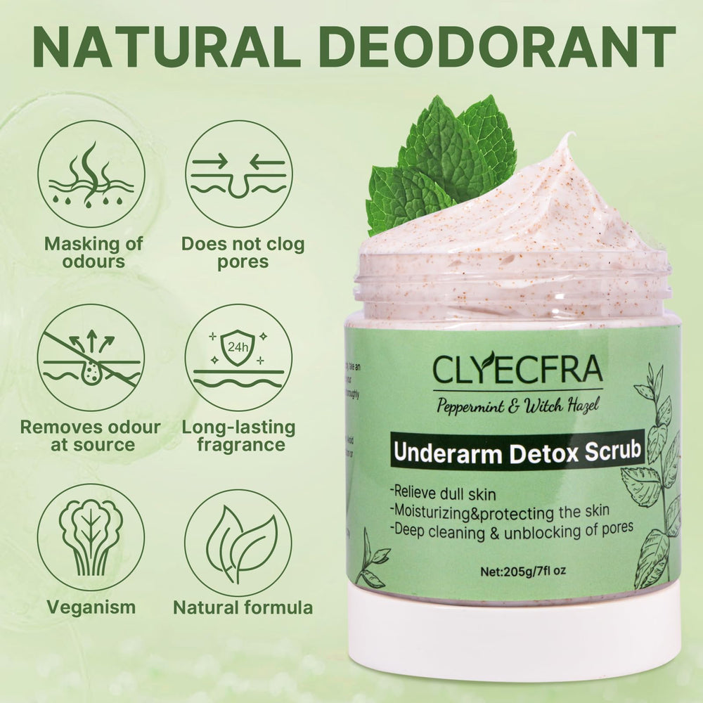 Clyecfra massage action helps smooth skin during scrub.