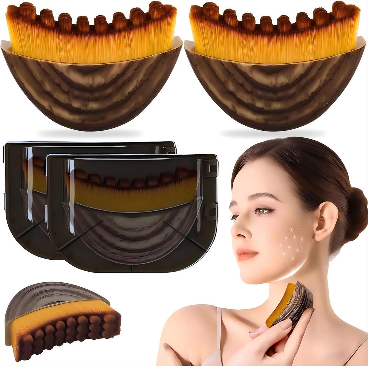 CMJ PRO 2PCS facial lymphatic drainage brushes target the jawline for defined contour.