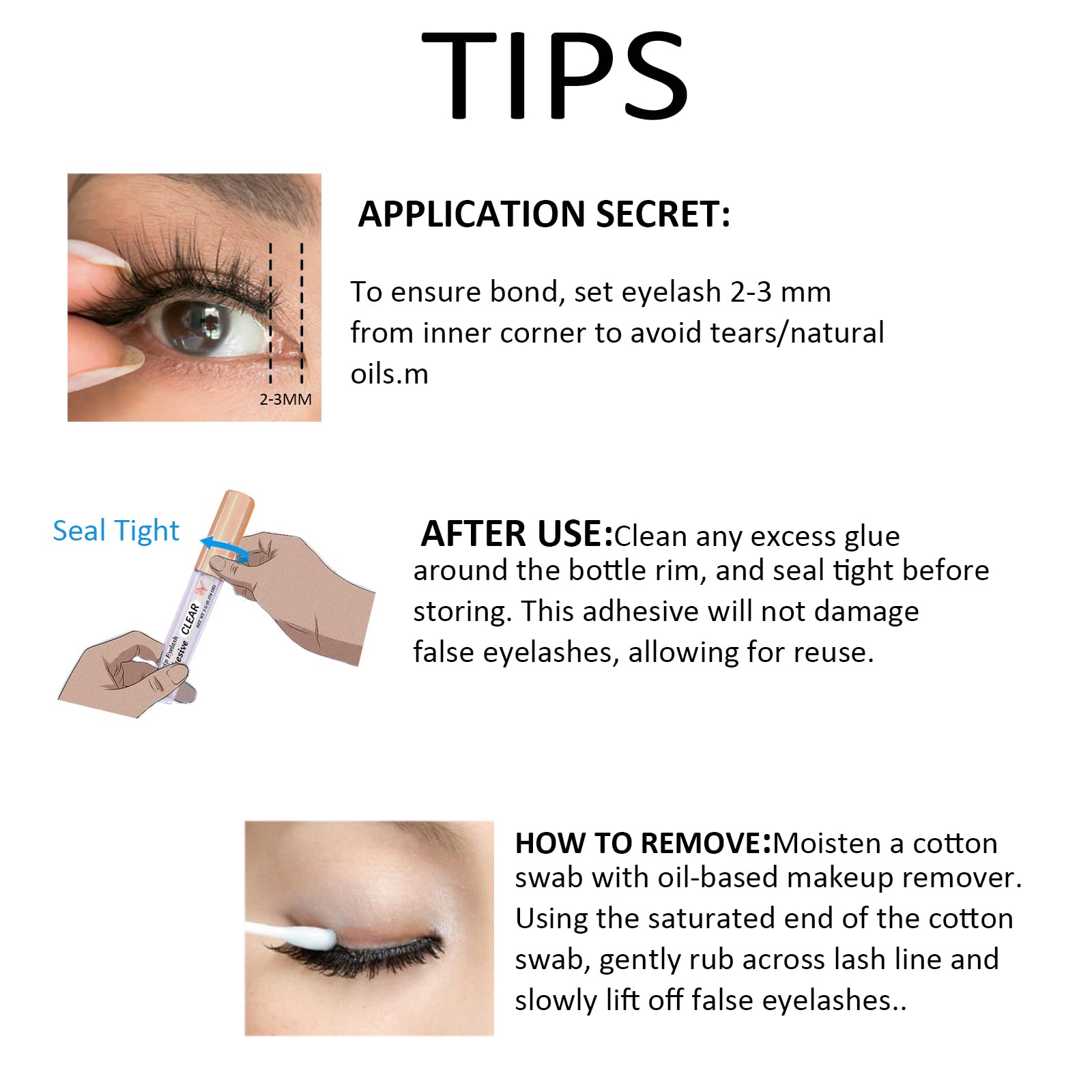 CMNRO lash glue pack with brush-cap for tidy application