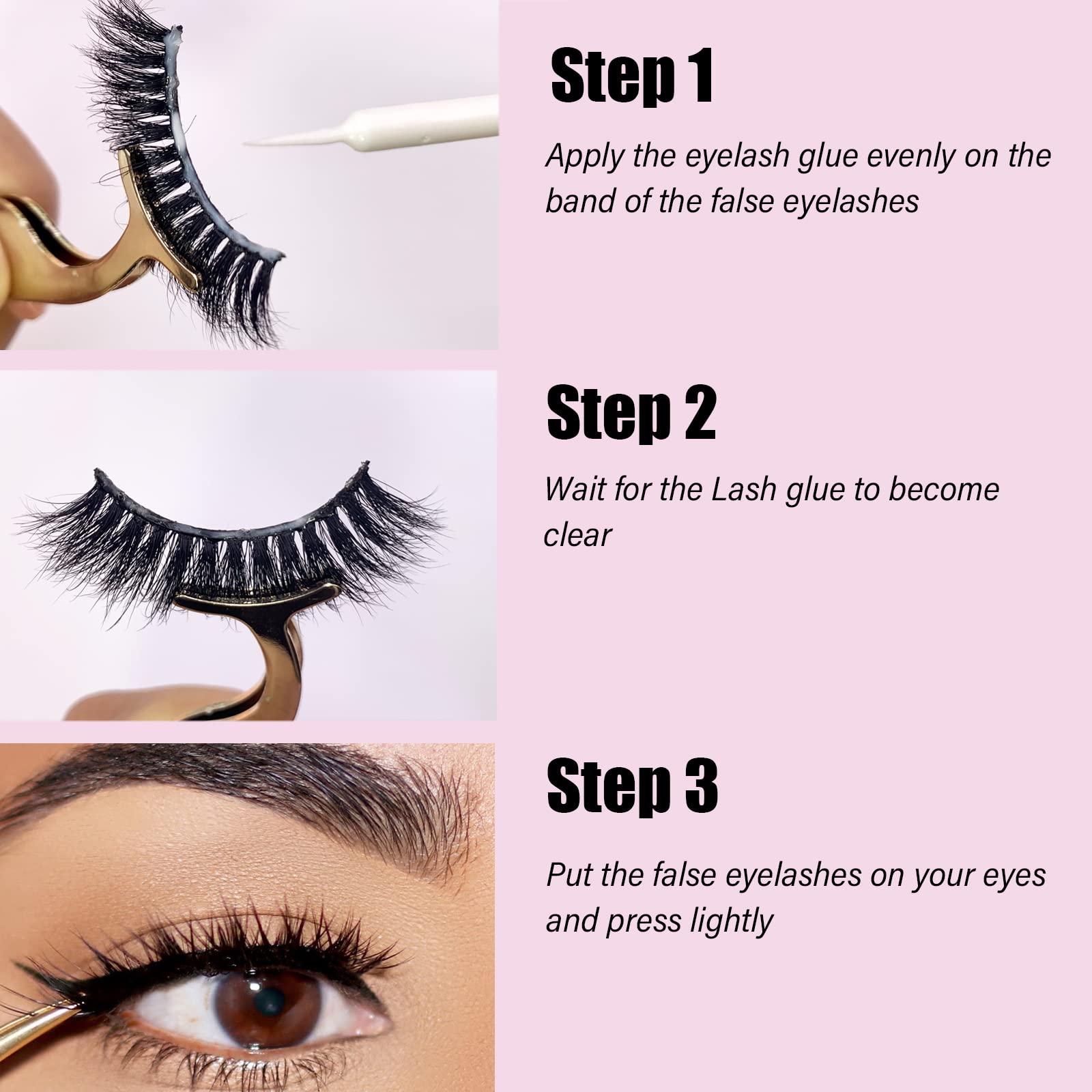 CMNRO waterproof clear lash adhesive showing moisture resistance on lashes
