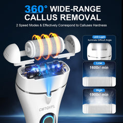 CMTQVFL foot callus remover showcasing 3x motor power
