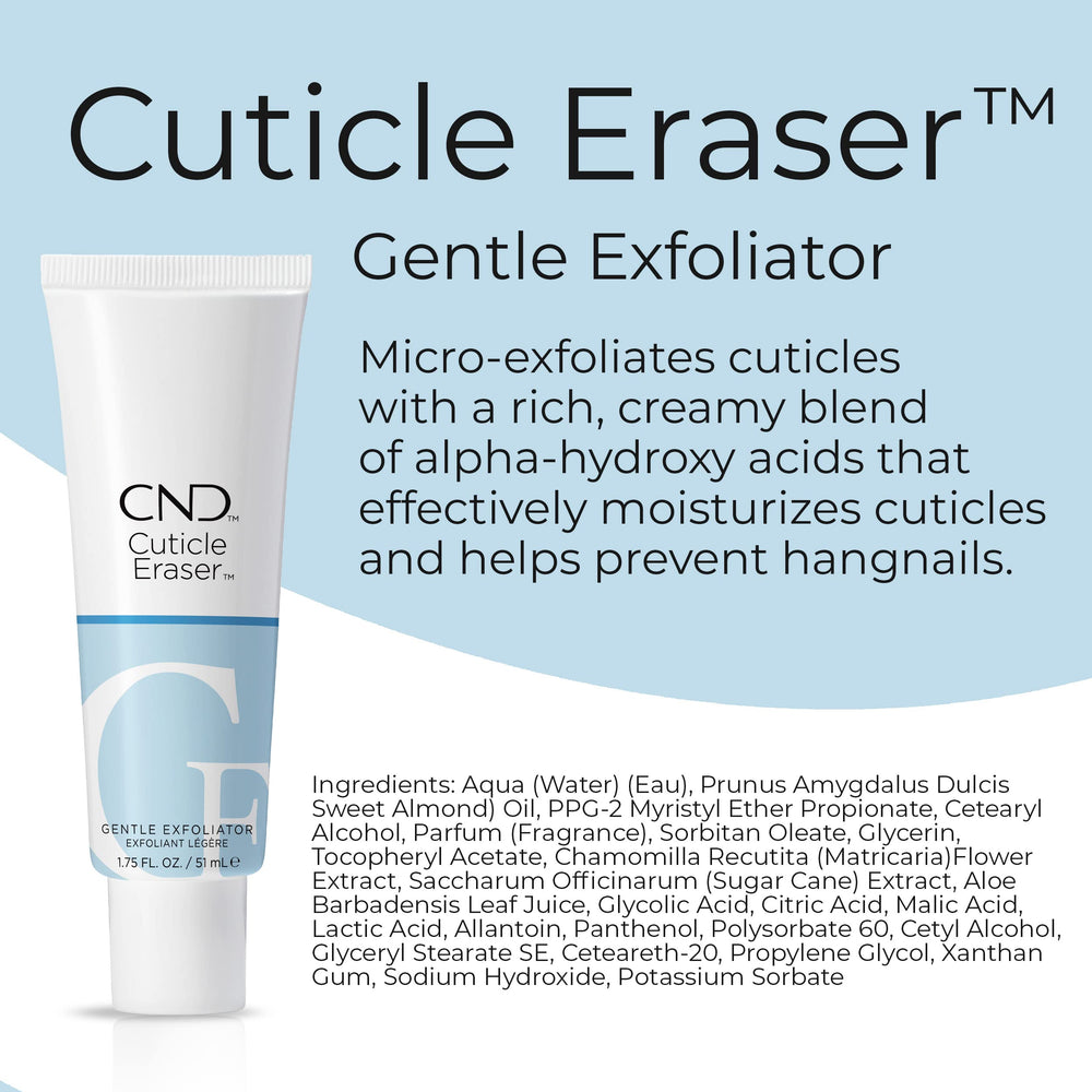 Cuticle Eraser de CND, botella 0,5 oz, exfolia suavemente la piel alrededor de la uña
