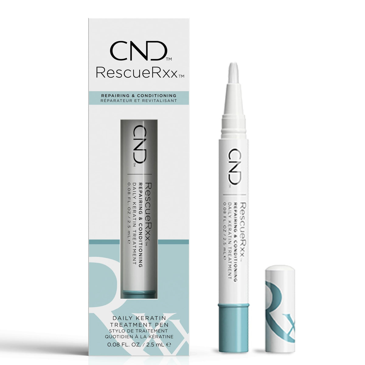 Pen de RescueRxx de CND con giro para aplicación controlada en uñas.