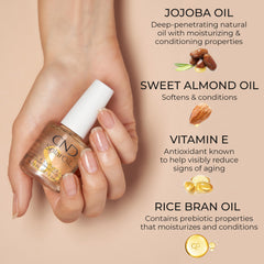 CND SolarOil: aceite de arroz con propiedades prebióticas para la piel.