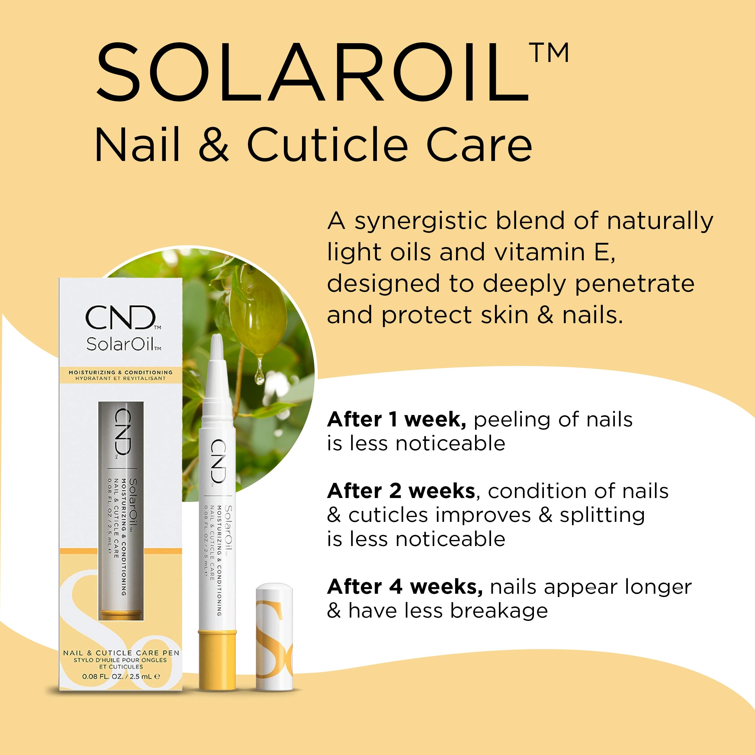 CND SolarOil, ingredientes jojoba, cuidado suave para piel y cutículas.