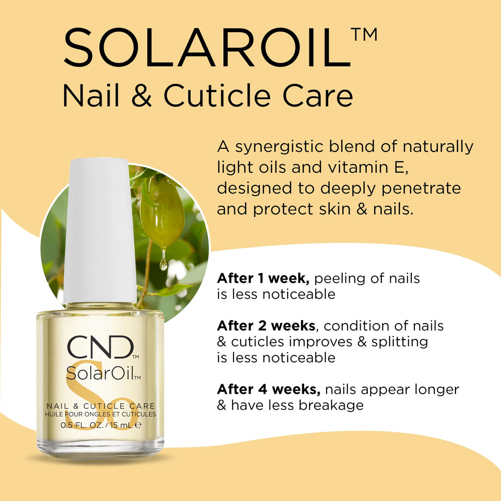 CND SolarOil: textura ligera con absorción rápida para uñas sanas.