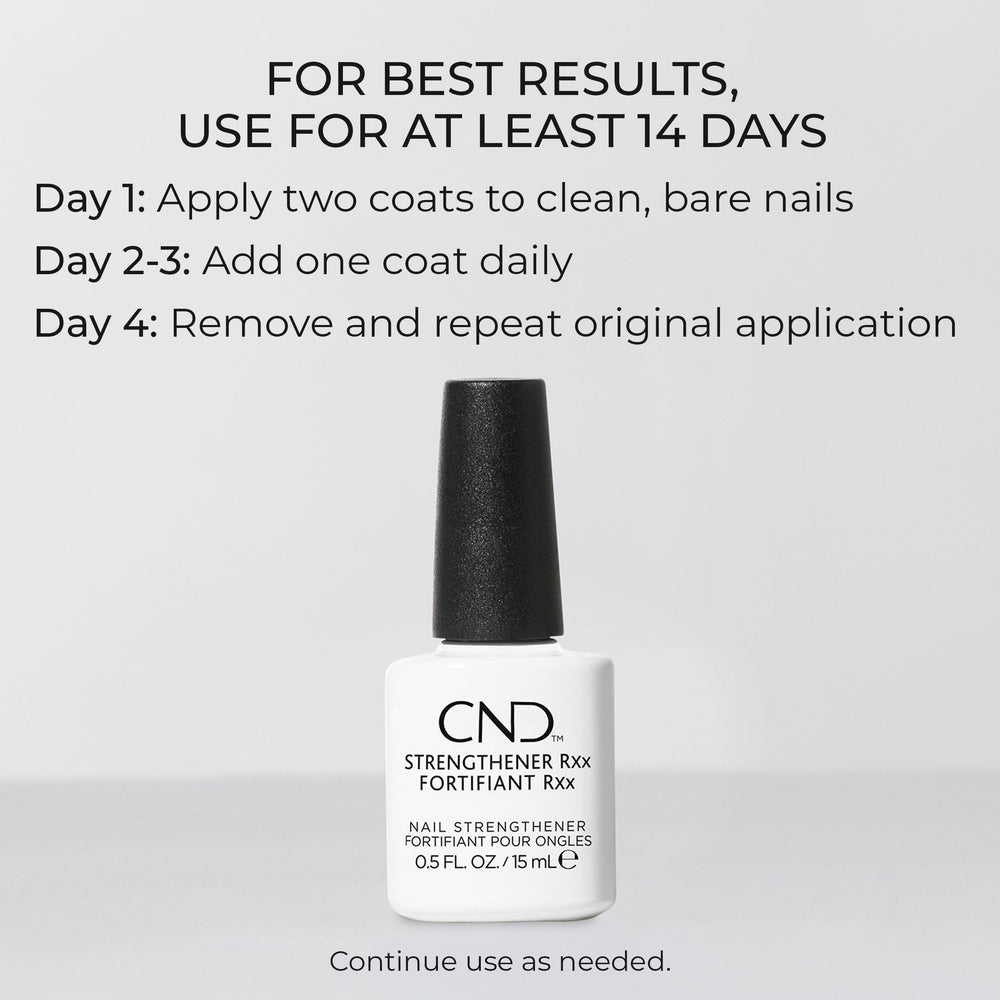CND Strengthener RXx sin tolueno, fórmula limpia.