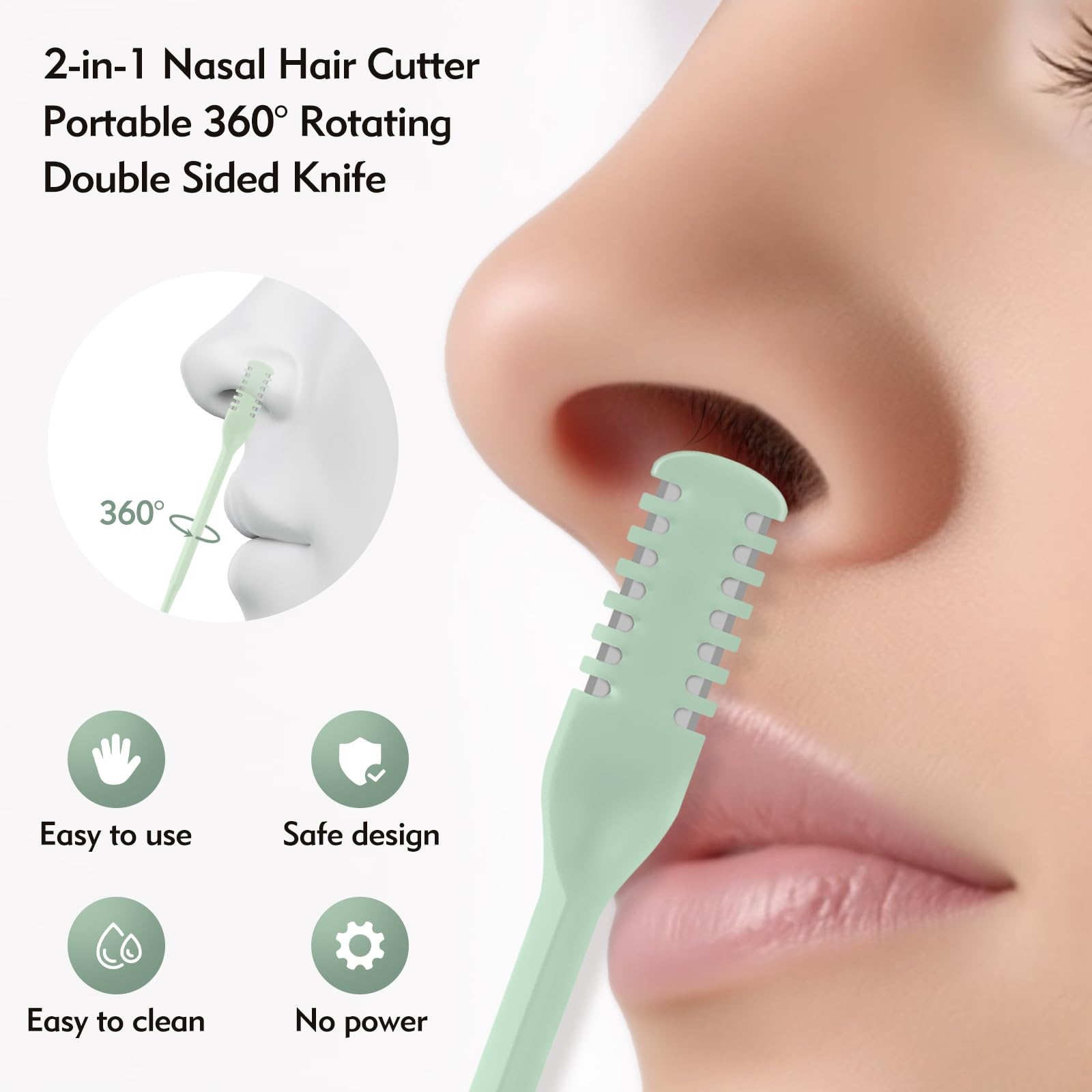 CNDNO double-sided blade close-up for precise, smooth nose hair removal.