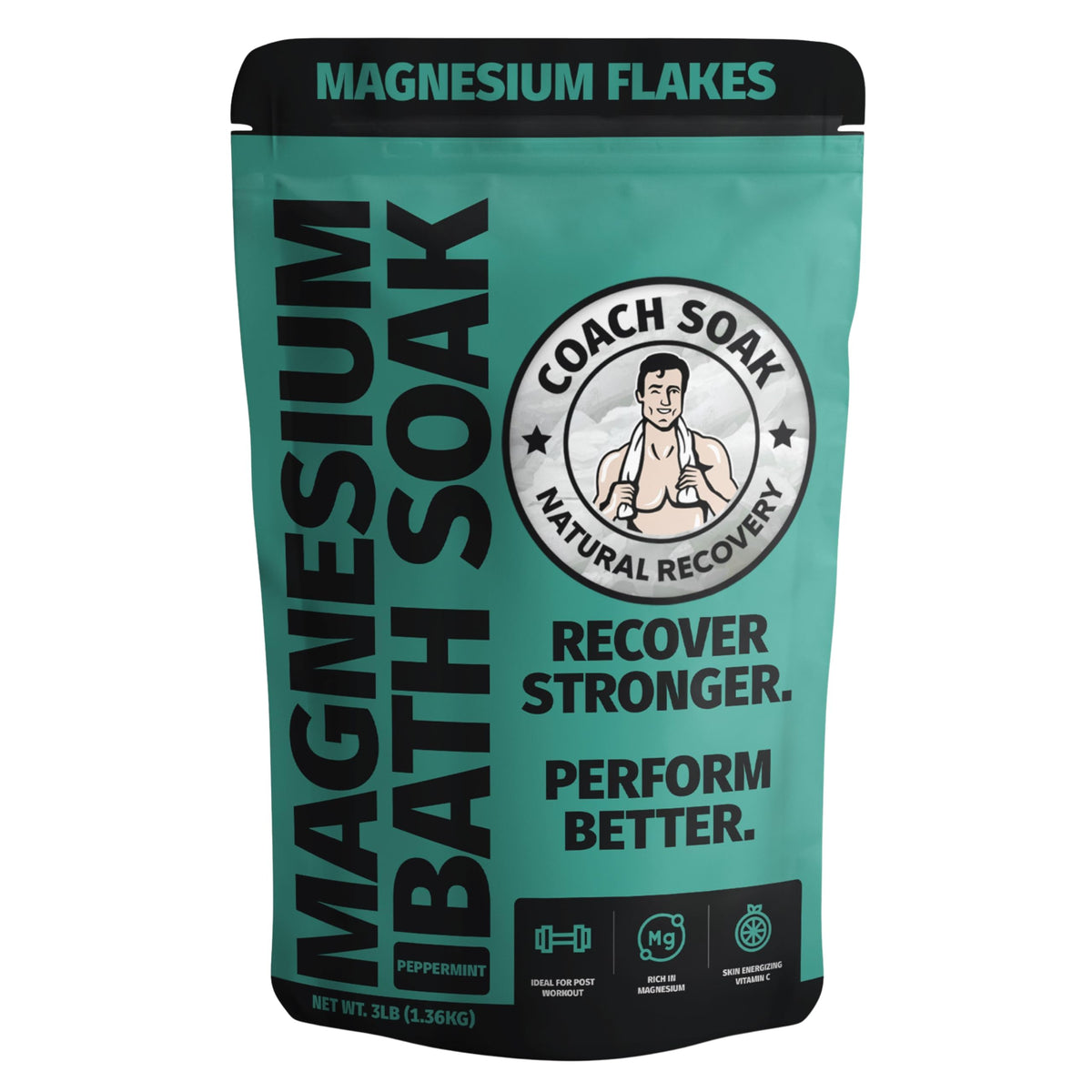 Coach Soak Recovery Bath Soak bottle ready for a soothing post-workout soak.