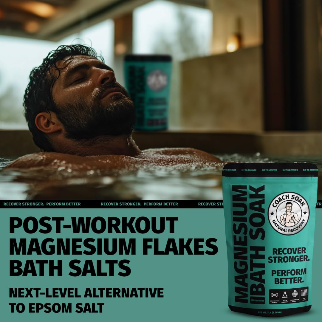 Close-up of magnesium flakes used in Coach Soak Recovery Bath Soak.