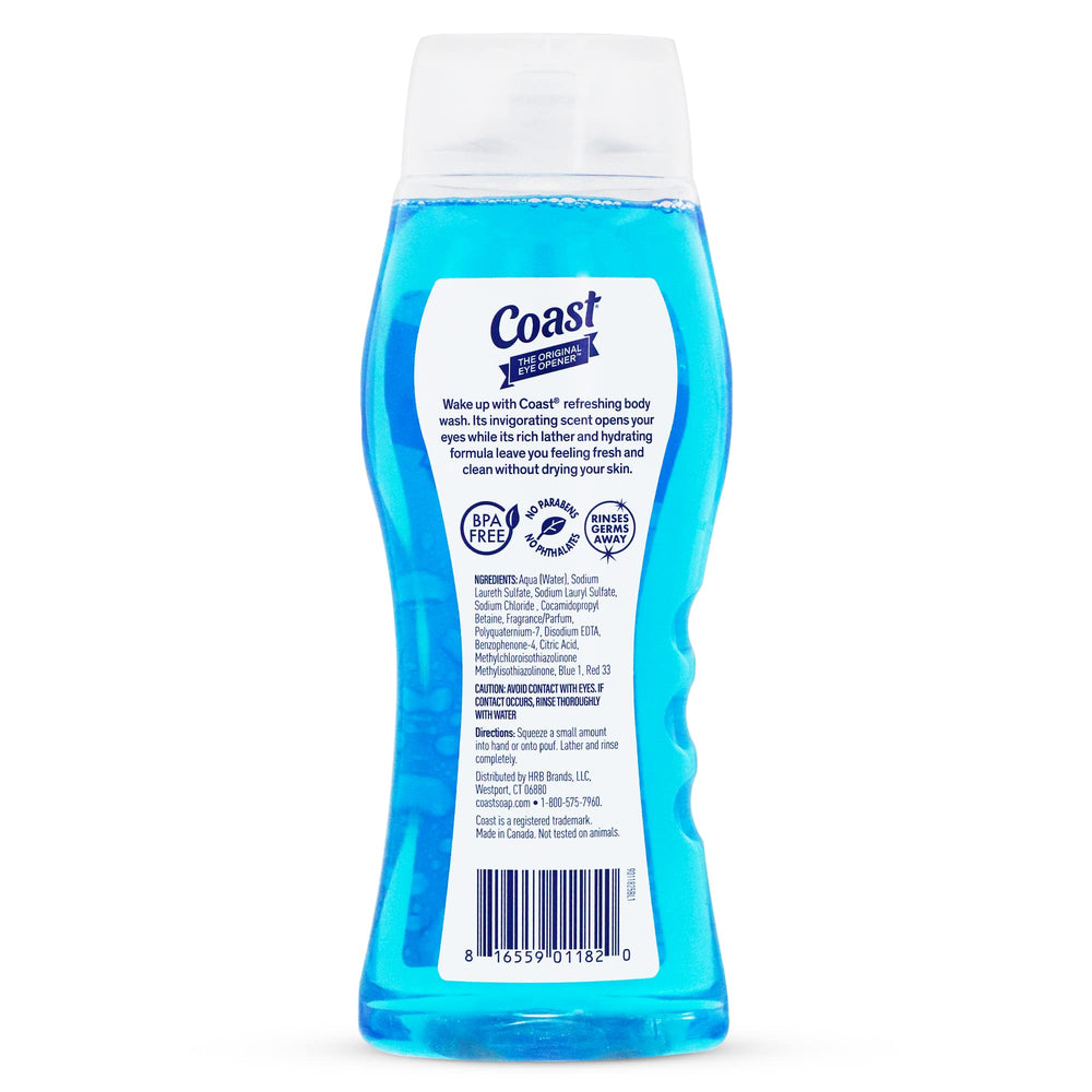 Coast 2-in-1 Hair and Body Wash 18 oz bottle in six-pack