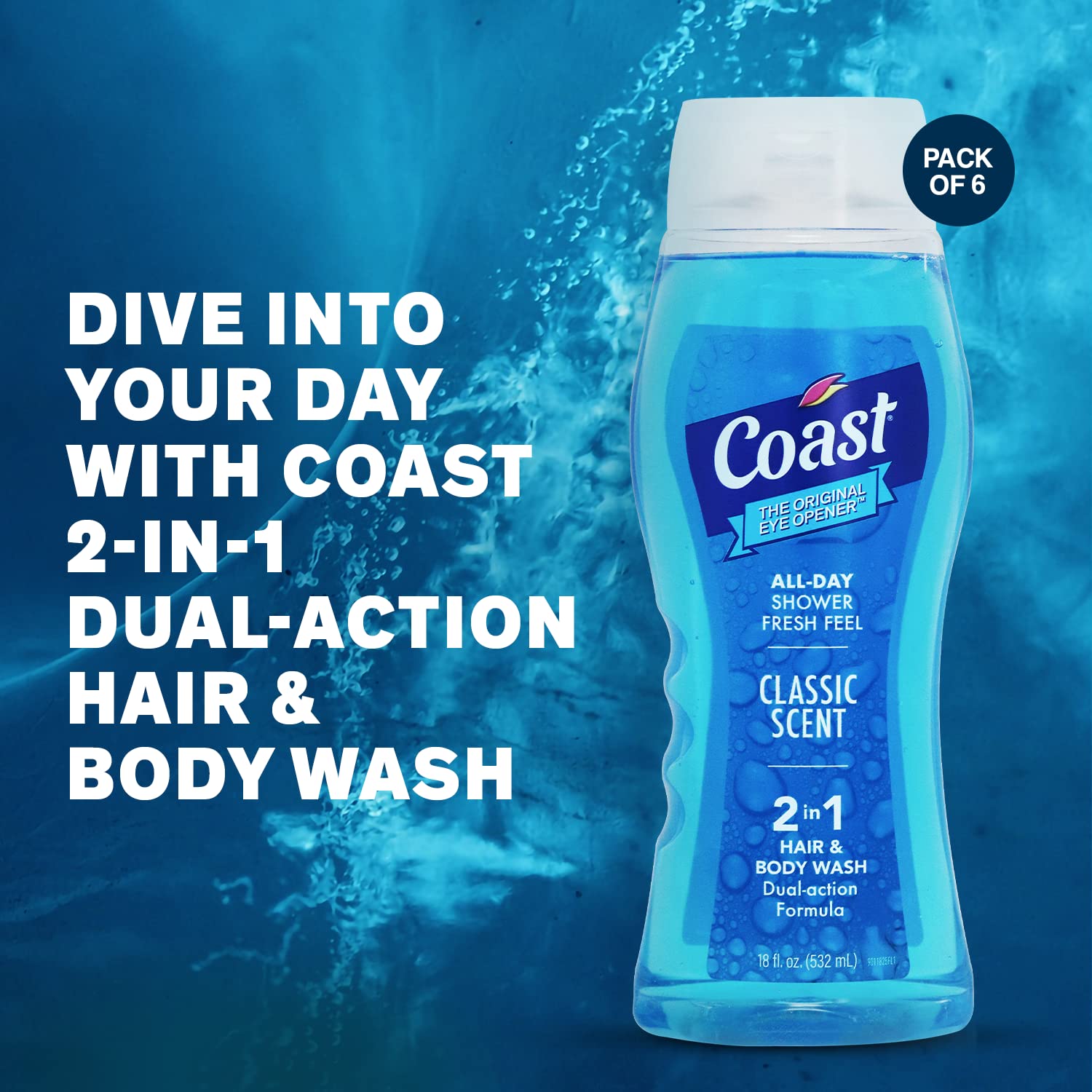 Coast 2-in-1 Hair and Body Wash rich lather in action