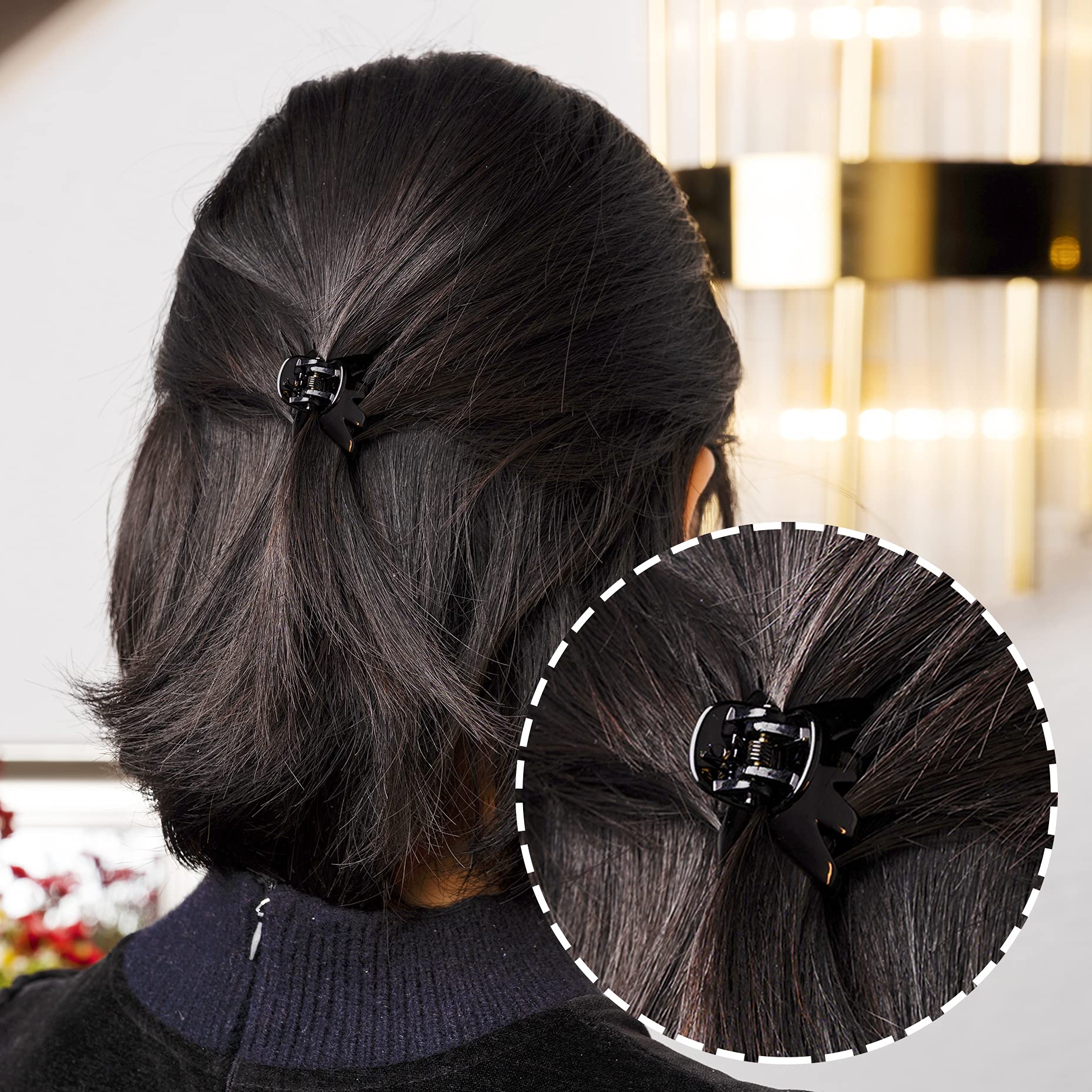 Cobahom pinza cabello delgado 1-2 pulgadas negra para peinado rápido