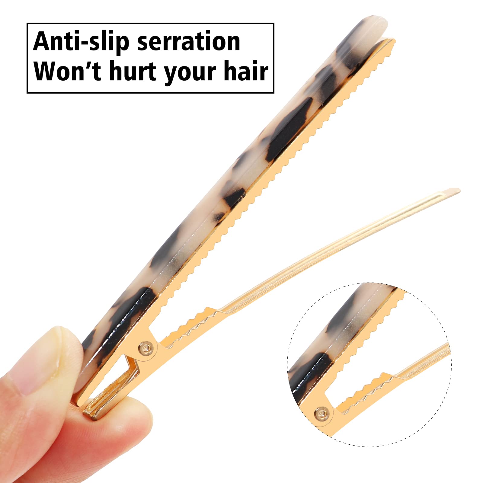 Cobahom tortoise-shell duckbill clip brings vintage flair to outfits.
