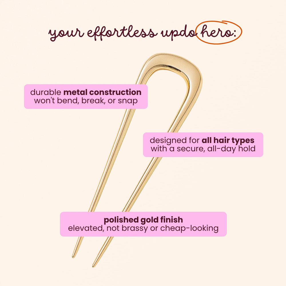 Cobana gold hair pin for women complements outfits with effortless elegance.