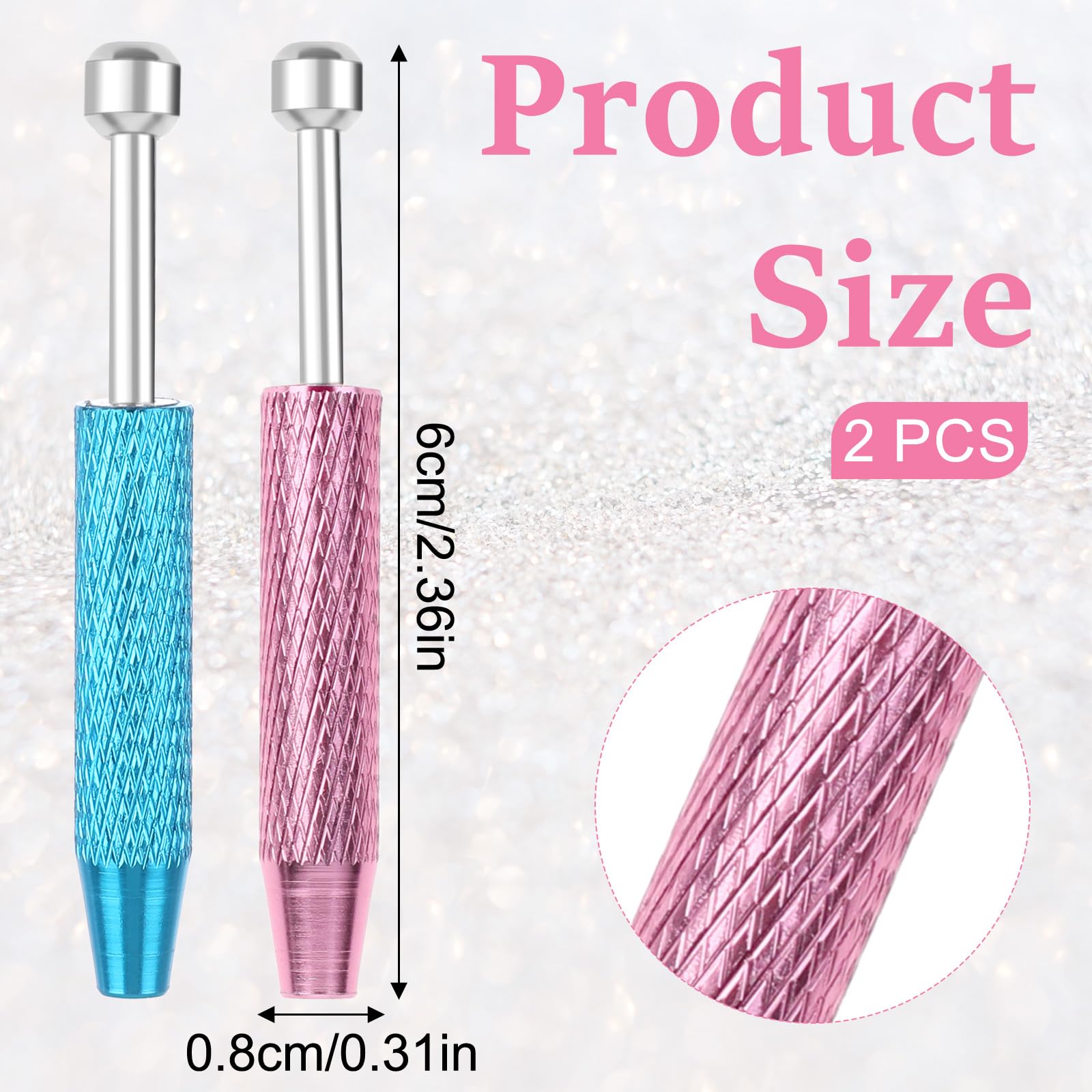 Pinzas Cobee bolas piercing rosa 4 garras para joyería precisa.